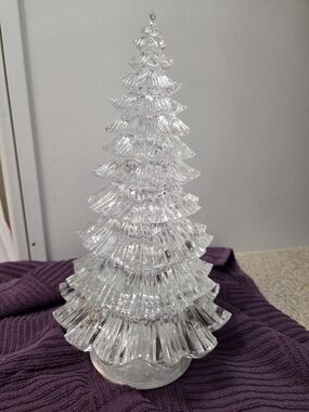 Icy Craft Clear Glass Lighted Tree Holiday Decor